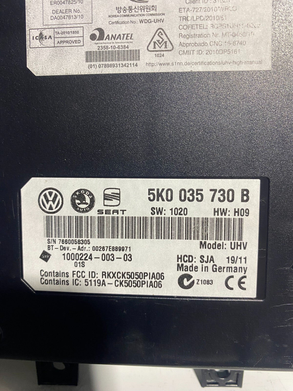 VWAG Bluetooth Module 5K0035730B