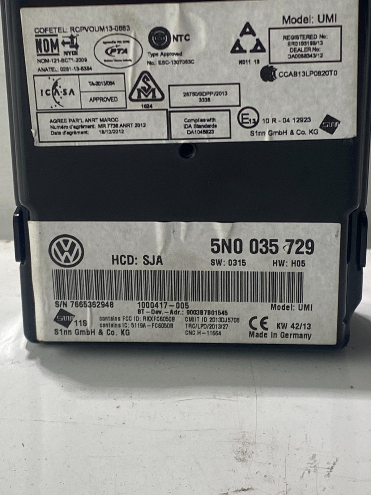 Volkswagen Polo, Golf, Scirocco, Passat, Jetta Bluetooth Module 5N0035729