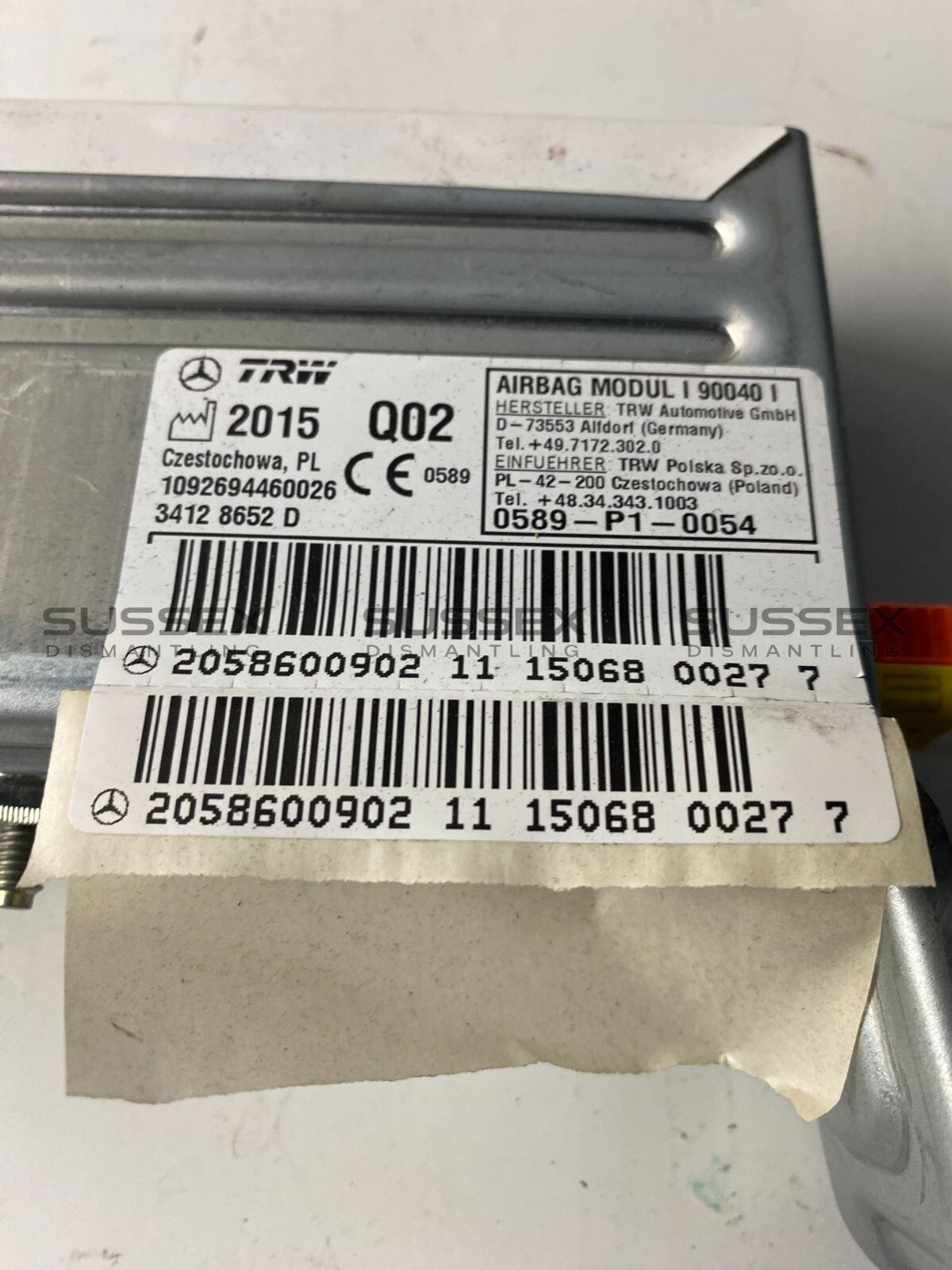 Mercedes-Benz Rear Right Seat Airbag A2058600902